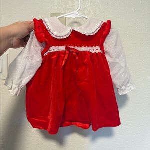 Lightning Bug Red Velvet Frilly Baby Girl Holiday Christmas Dress 6-12 Months